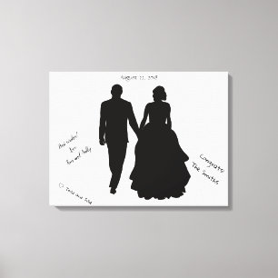 Bruiloft Gast Boek Paar Silhouet Canvas Afdruk