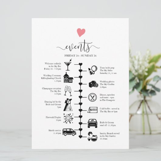 Bruiloft Gast Route Updatable Digitaal Aankondiging (Staand voorkant)