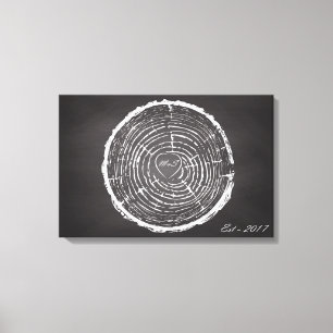 Bruiloft Gastenboek Alternatief - Tree Rings Canva Canvas Afdruk