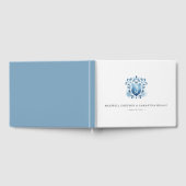 Bruiloft Gastenboek Blauw Monogrammed Crest (Volledig)