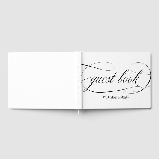 Bruiloft Gastenboek Chic Zwart Script (Volledig)