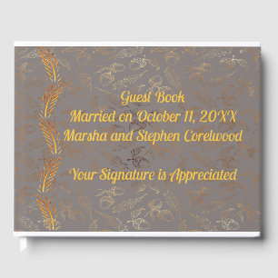 Bruiloft Gastenboek Faux Gold & Donkergroen