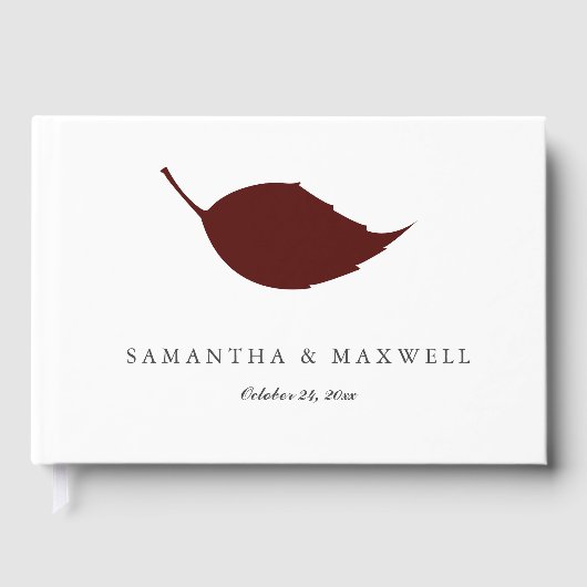 Bruiloft Gastenboek Herfst Bourgondië Leaf (Voorkant)