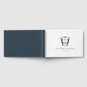 Bruiloft Gastenboek Monogram Crest Navy Blauw (Volledig)