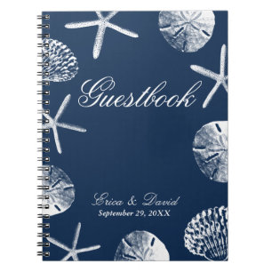 Bruiloft Gastenboek Navy Blue Beach thema zeesch Notitieboek