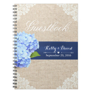 Bruiloft Gastenboek   Rustieke Hydrangea Kant & Bu Notitieboek