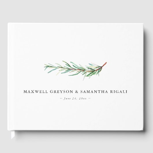 Bruiloft Gastenboek Waterverf Botanische Rozemarij (Voorkant)