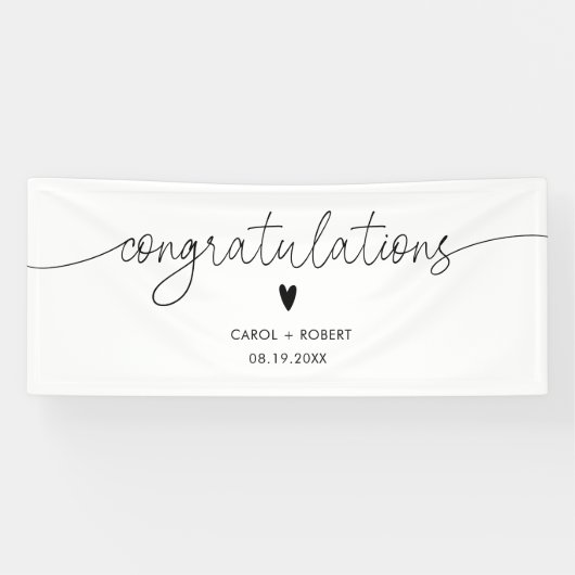 Bruiloft Gefeliciteerd Handschrift Typografie Spandoek (Horizontaal)