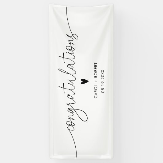 Bruiloft Gefeliciteerd Handschrift Typografie Spandoek (Verticaal)