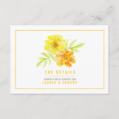 Bruiloft gele goudsbloem waterverf de details informatiekaartje (Voorkant)