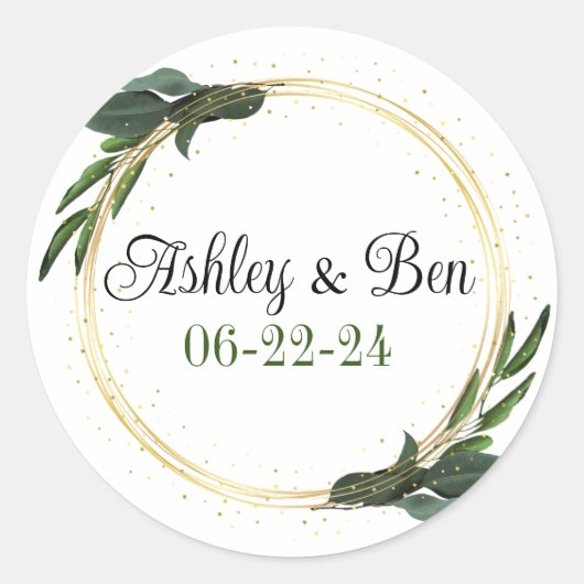 Bruiloft gepersonaliseerde envelop of gunst sticke ronde sticker (Voorkant)