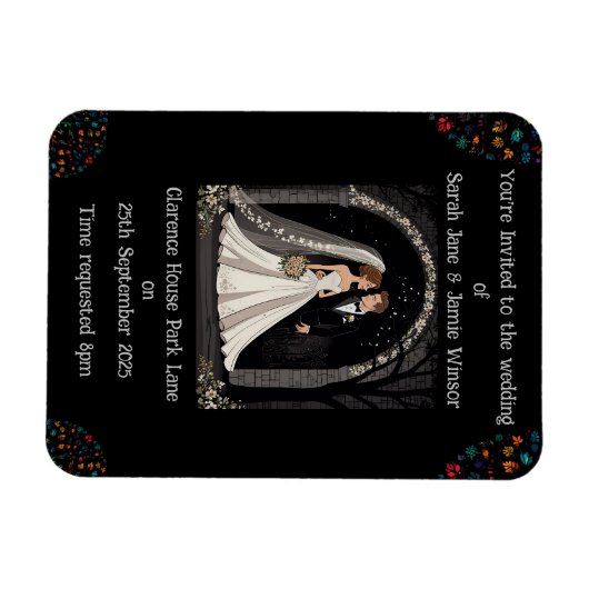 Bruiloft gepersonaliseerde uitnodigen Cartoon op z Magneet (Horizontaal)