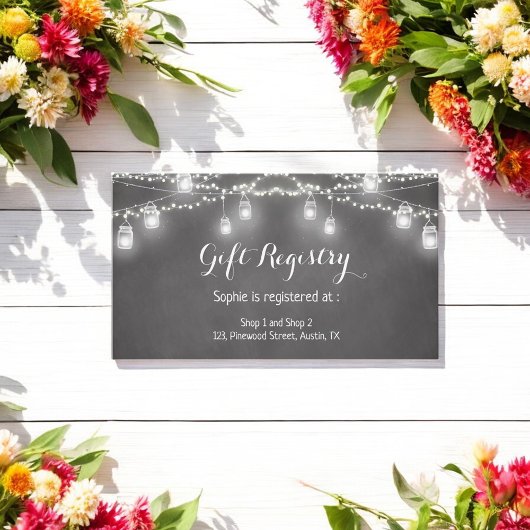 Bruiloft Gift Registry Black Mason Jar Informatiekaartje