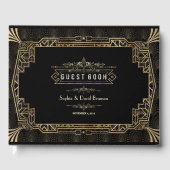 Bruiloft | Glam Art Deco Black Gatsby 1920s stijl Gastenboek (Voorkant)