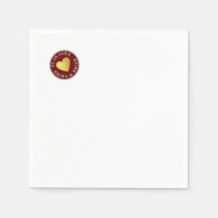 Bruiloft Goud Liefde Hart Romantiek Cirkel Stempel Servet