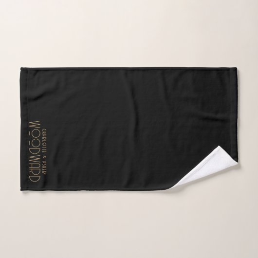 Bruiloft Goud Monogram Passen getrouwd Zwart Bad Handdoek (Handdoek)
