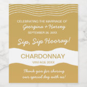 Bruiloft Goud Wit Golvende Lijnen Elegant Minimali Wijn Etiket (Enkel label)