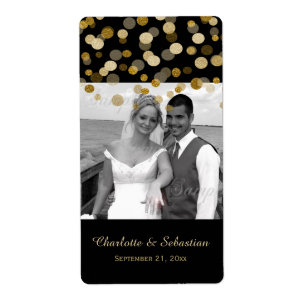 Bruiloft Gouden Faux Glitter Stippen Aangepast Etiket