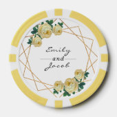 Bruiloft Gouden Glitter Geo Gele Bloemen Namen Dat Poker Chips (Voorkant)