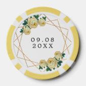 Bruiloft Gouden Glitter Geo Gele Bloemen Namen Dat Poker Chips (Achterkant)