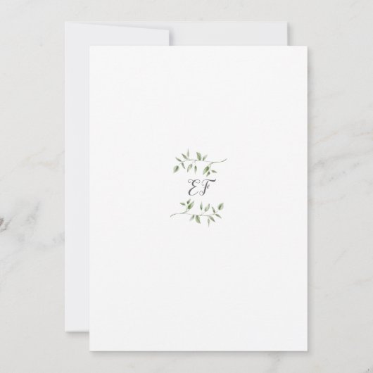 Bruiloft greenery letter monogram kaart (Achterkant)