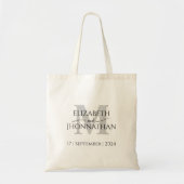 Bruiloft Grijs Monogram Minimalistisch Eenvoudig E Tote Bag (Voorkant)