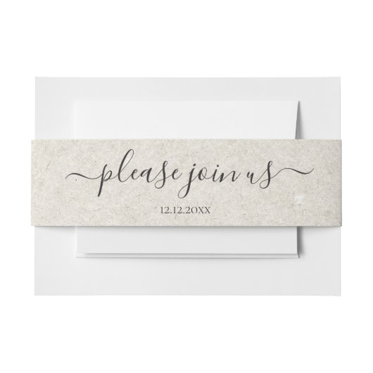 Bruiloft Grijs Tan Please Join Us gepersonaliseerd Uitnodigingen Wikkel (Voorkant Voorbeeld)