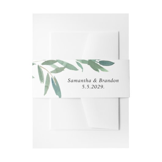 Bruiloft groene bladeren uitnodigingen wikkel (Voorkant Voorbeeld)