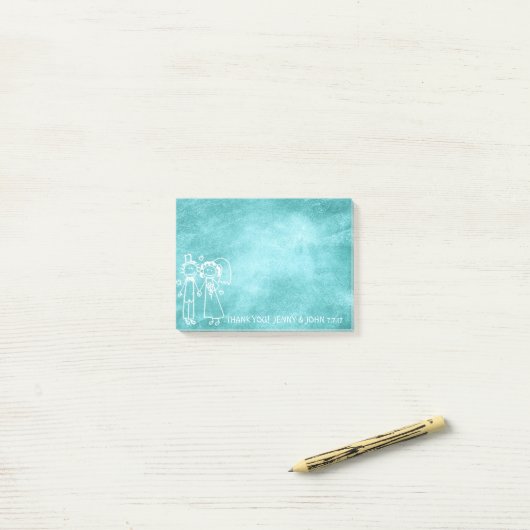 Bruiloft gunst Dank u Chalkboard Blue Aqua Post-it® Notes (Op bureau)