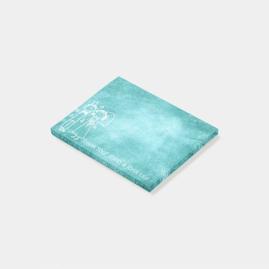 Bruiloft gunst Dank u Chalkboard Blue Aqua Post-it® Notes (Schuin)