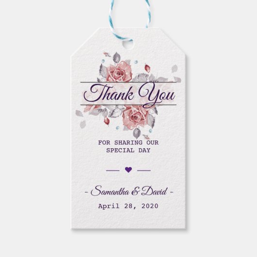 Bruiloft gunst dank u geschenk Labels pastel rozen Cadeaulabel (Voorkant)