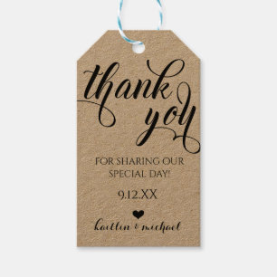 Bruiloft gunst Dank u Label - Swirls Kalligrafie Cadeaulabel