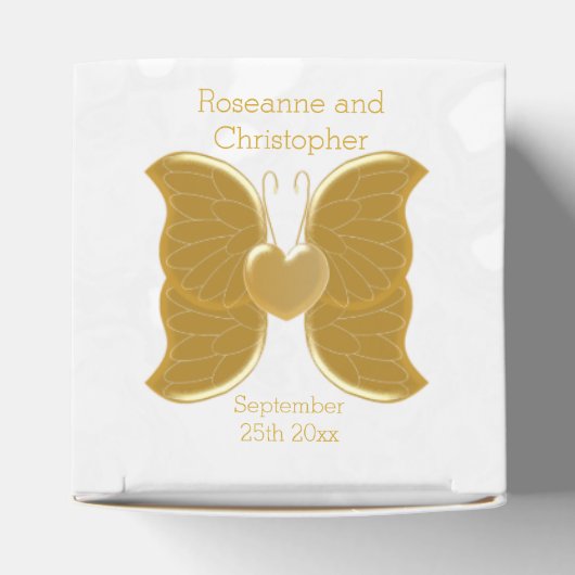 Bruiloft gunst doos gouden vlinder hart ontwerp bedankdoosjes (Bovenkant)