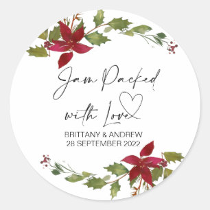 Bruiloft gunst jam verpakt met liefde kerst ronde sticker