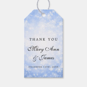 Bruiloft gunst Label Blauw Winter Wonderland Cadeaulabel