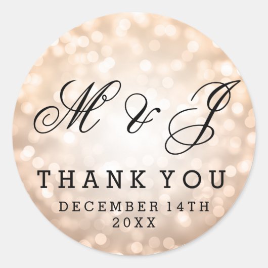 Bruiloft gunst Label Koper Glitter Lights (Voorkant)