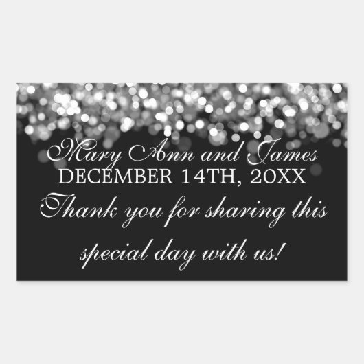 Bruiloft gunst Label Magic Silver Lights (Voorkant)