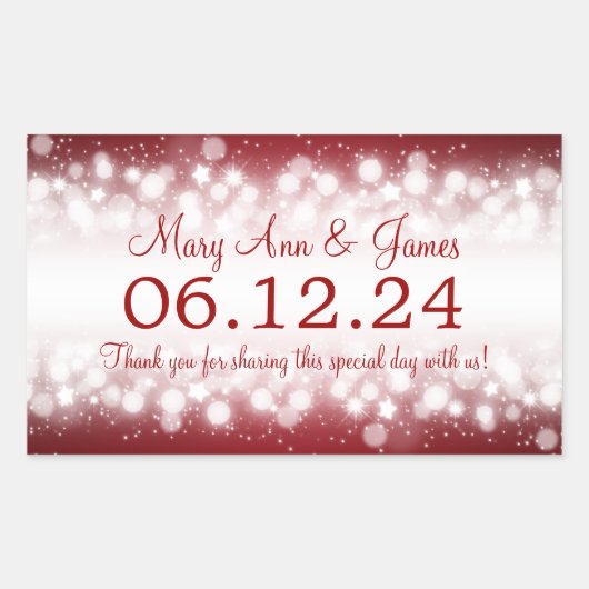 Bruiloft gunst Label Magic Sparkle Red (Voorkant)
