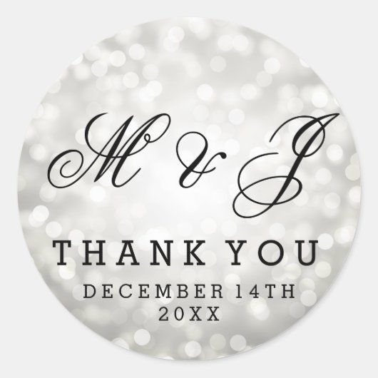 Bruiloft gunst Label Silver Glitter Lights (Voorkant)