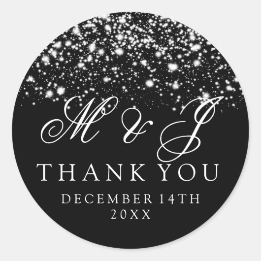 Bruiloft gunst Label Silver Midnight Glam (Voorkant)