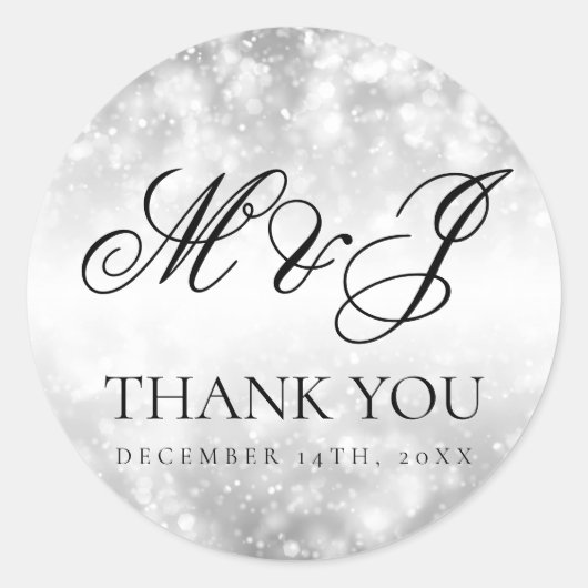 Bruiloft gunst Label Silver Shimmer Lights (Voorkant)