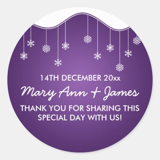Bruiloft gunst Label sneeuwvlok decoratie Paarse (Voorkant)