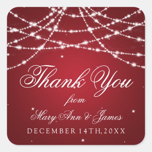 Bruiloft gunst Label sprankelende string rood (Voorkant)