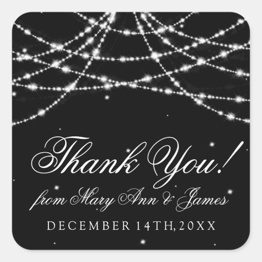 Bruiloft gunst Label sprankelende string zwart (Voorkant)