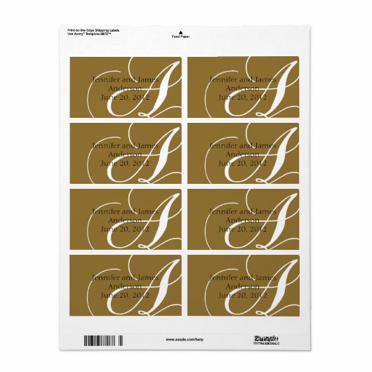 Bruiloft gunst labels goud monogram A (Full Sheet)