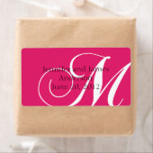 Bruiloft gunst labels roze monogram M (Insitu)