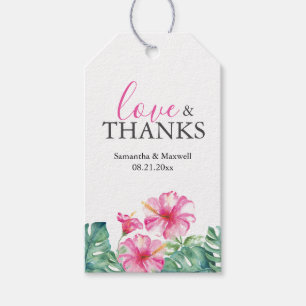 Bruiloft gunst Labels Tropische roze bloemen Cadeaulabel