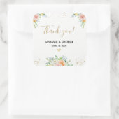 Bruiloft gunst sticker bloemengoud en roze (Tas)