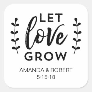 Bruiloft gunst Sticker   Laat de liefde groeien