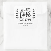 Bruiloft gunst Sticker | Laat de liefde groeien (Tas)